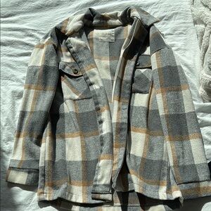 Plaid Women's Jacket in Gray and Tan